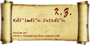 Kálmán Zoltán névjegykártya